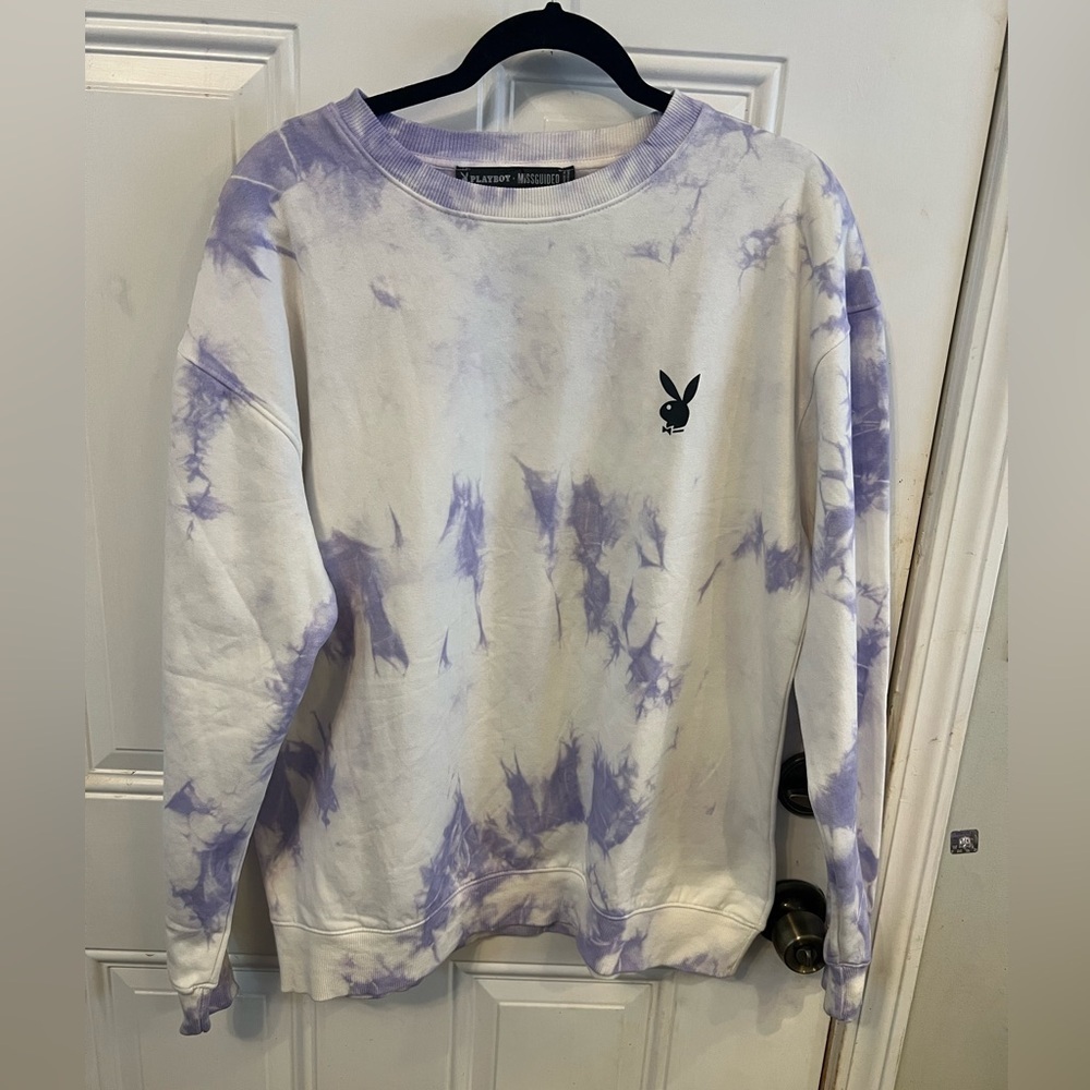 Missguided Playboy Sweatshirt White Tie Dye Long Sleeve